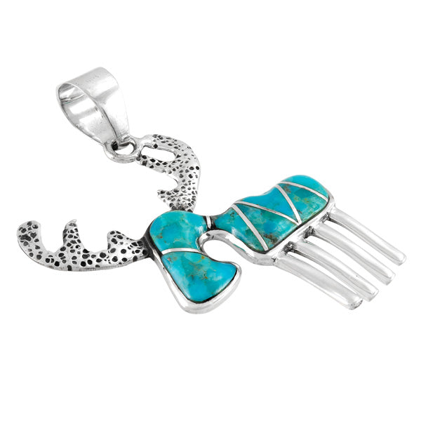 Sterling Silver Moose/Deer Pendant Turquoise P3209-C05