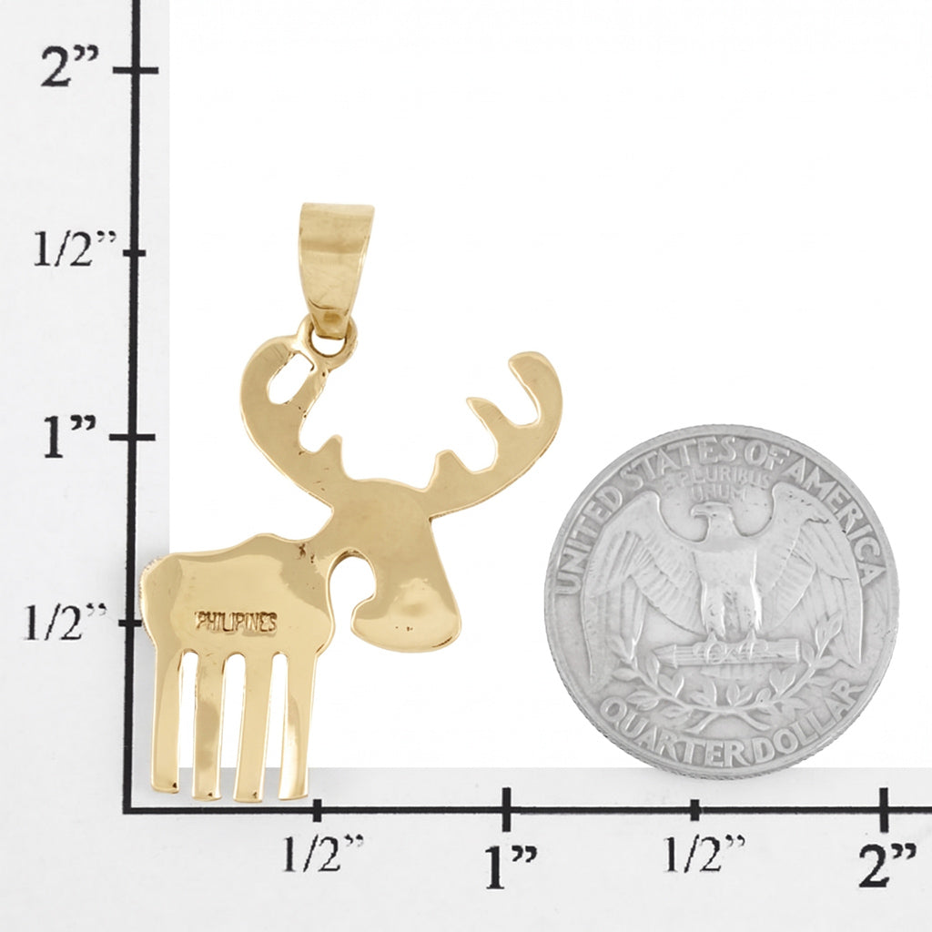 Moose Turquoise Pendant GoldCopper P3209-GB-C05