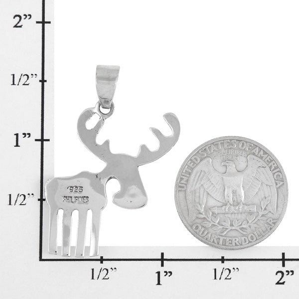 Moose/Deer Pendant Spiny Turquoise Sterling Silver P3209-C89