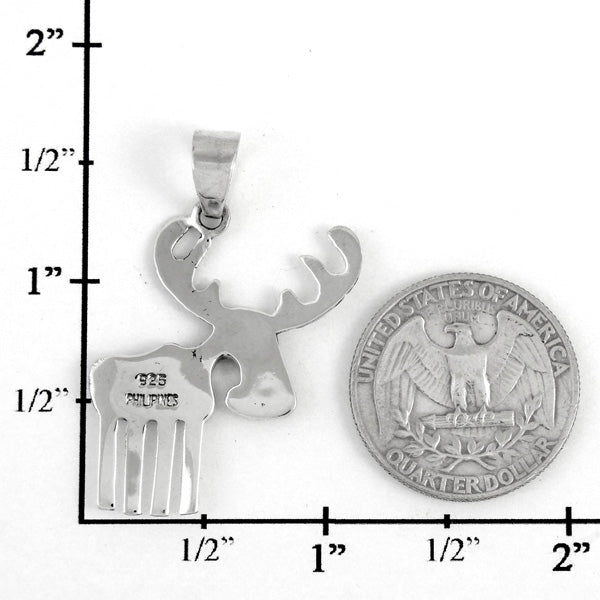Sterling Silver Moose/Deer Pendant Turquoise P3209-C05