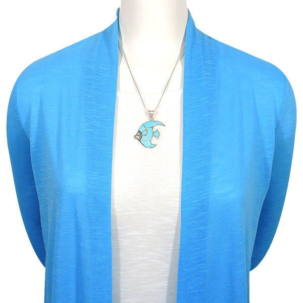 Sterling Silver Fish Pendant Turquoise P3210-C05