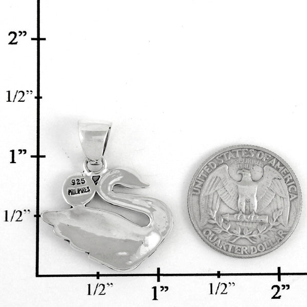 Sterling Silver Swan Pendant Turquoise P3213-C75