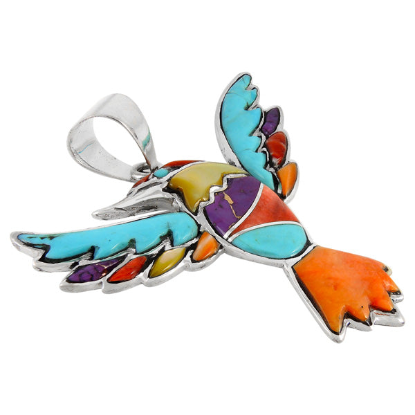 Sterling Silver Hummingbird Pendant Multicolor P3219-C71