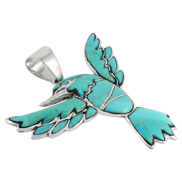 Sterling Silver Hummingbird Pendant Turquoise P3219-C75