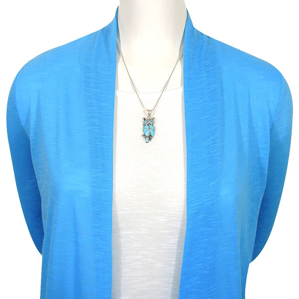 Sterling Silver Owl Pendant Turquoise P3224-C05