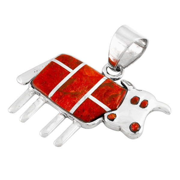 Cow Pendant Coral Sterling Silver P3231-C74