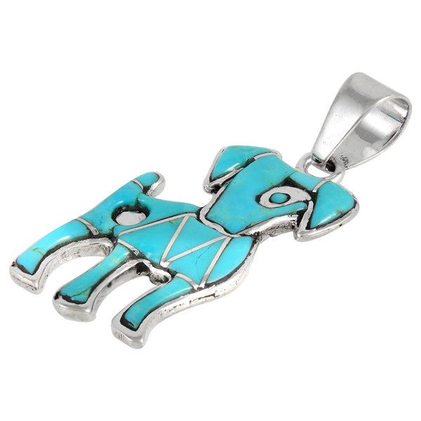 Sterling Silver Puppy Dog Pendant Turquoise P3238-C05