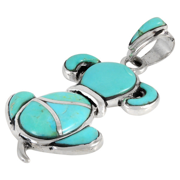 Sterling Silver Puppy Dog Pendant Turquoise P3244-C05