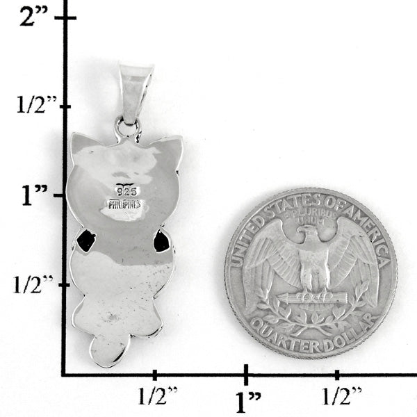 Sterling Silver Kitty Cat Pendant Turquoise P3249-C05