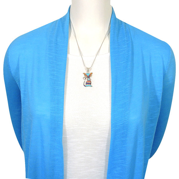 Sterling Silver Kitty Cat Pendant Multicolor P3250-C01