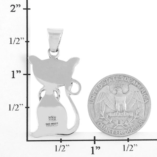 Sterling Silver Kitty Cat Pendant Multicolor P3250-C01