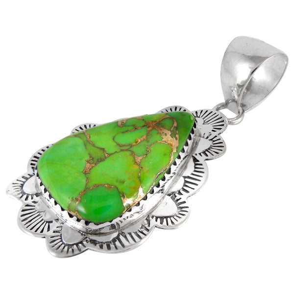 Sterling Silver Pendant Green Turquoise P3261-C76