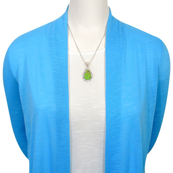 Sterling Silver Pendant Green Turquoise P3261-C76