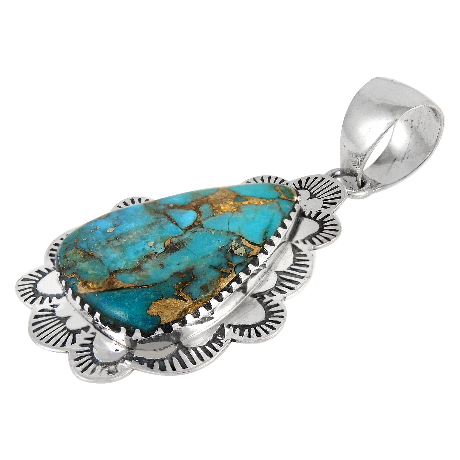 Sterling Silver Pendant Matrix Turquoise P3261-C84