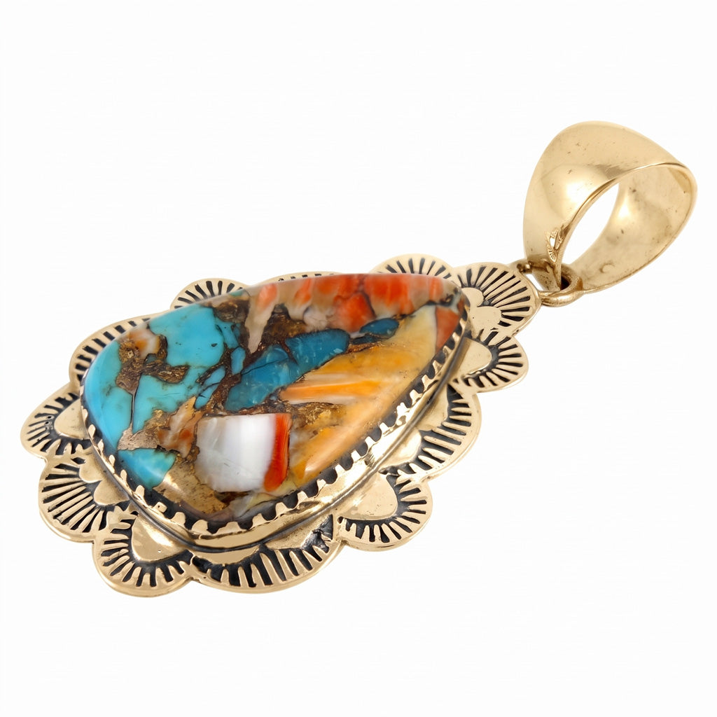 Spiny Turquoise Pendant GoldCopper P3261-GB-C89