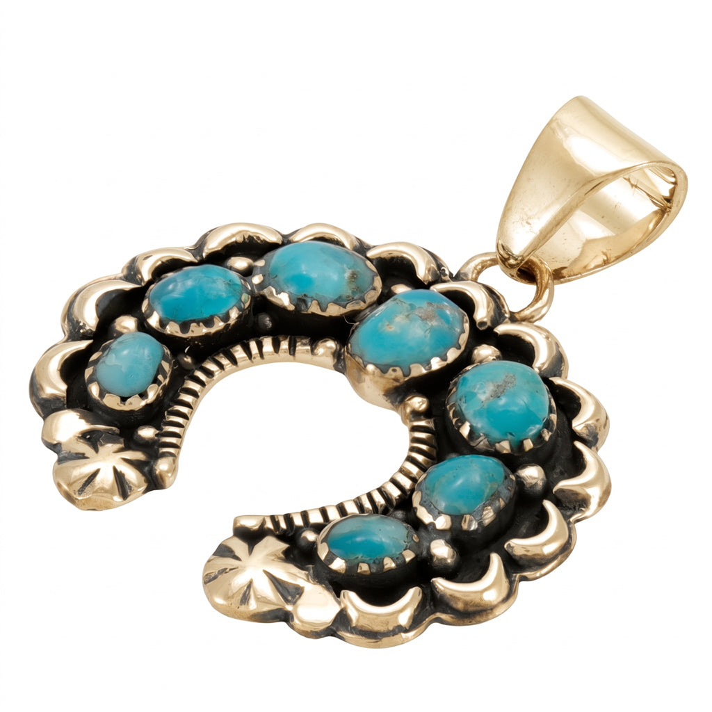 Turquoise Naja Pendant GoldCopper P3262-SM-GB-C75