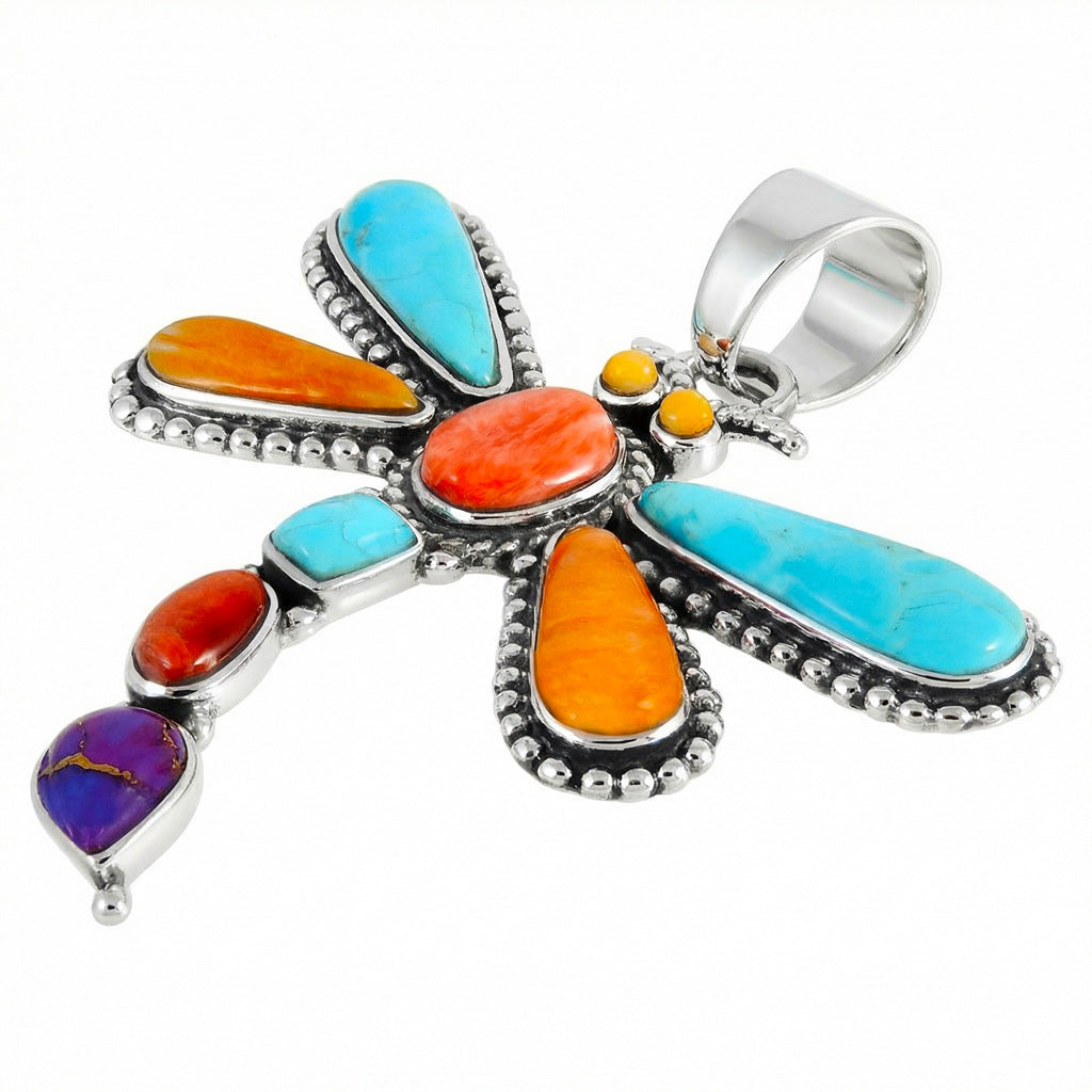 Multicolor Dragonfly Pendant Sterling Silver P3265-C71