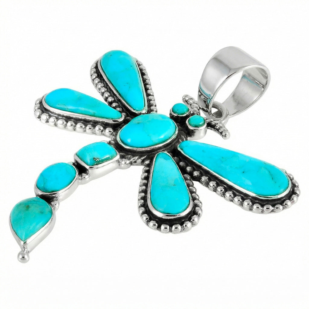 Turquoise Dragonfly Pendant Sterling Silver P3265-C75