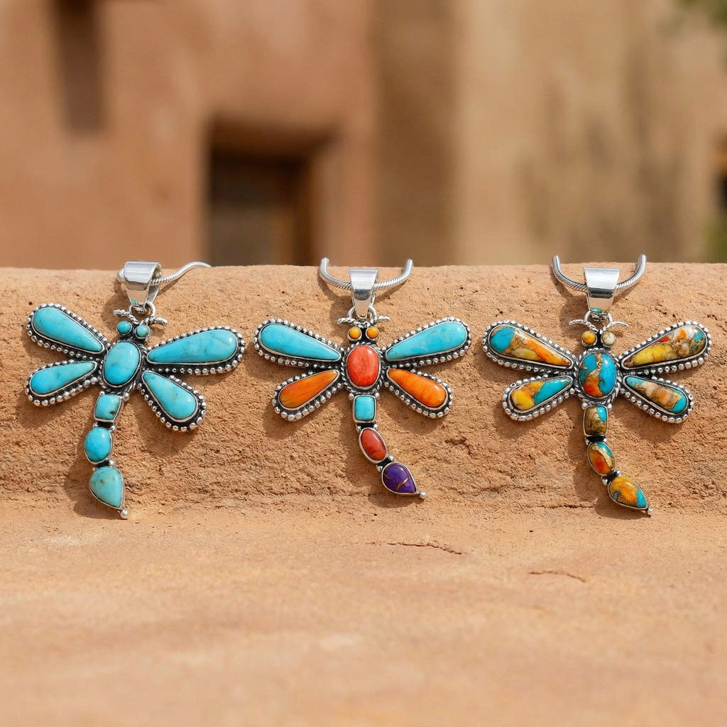 Multicolor Dragonfly Pendant Sterling Silver P3265-C71