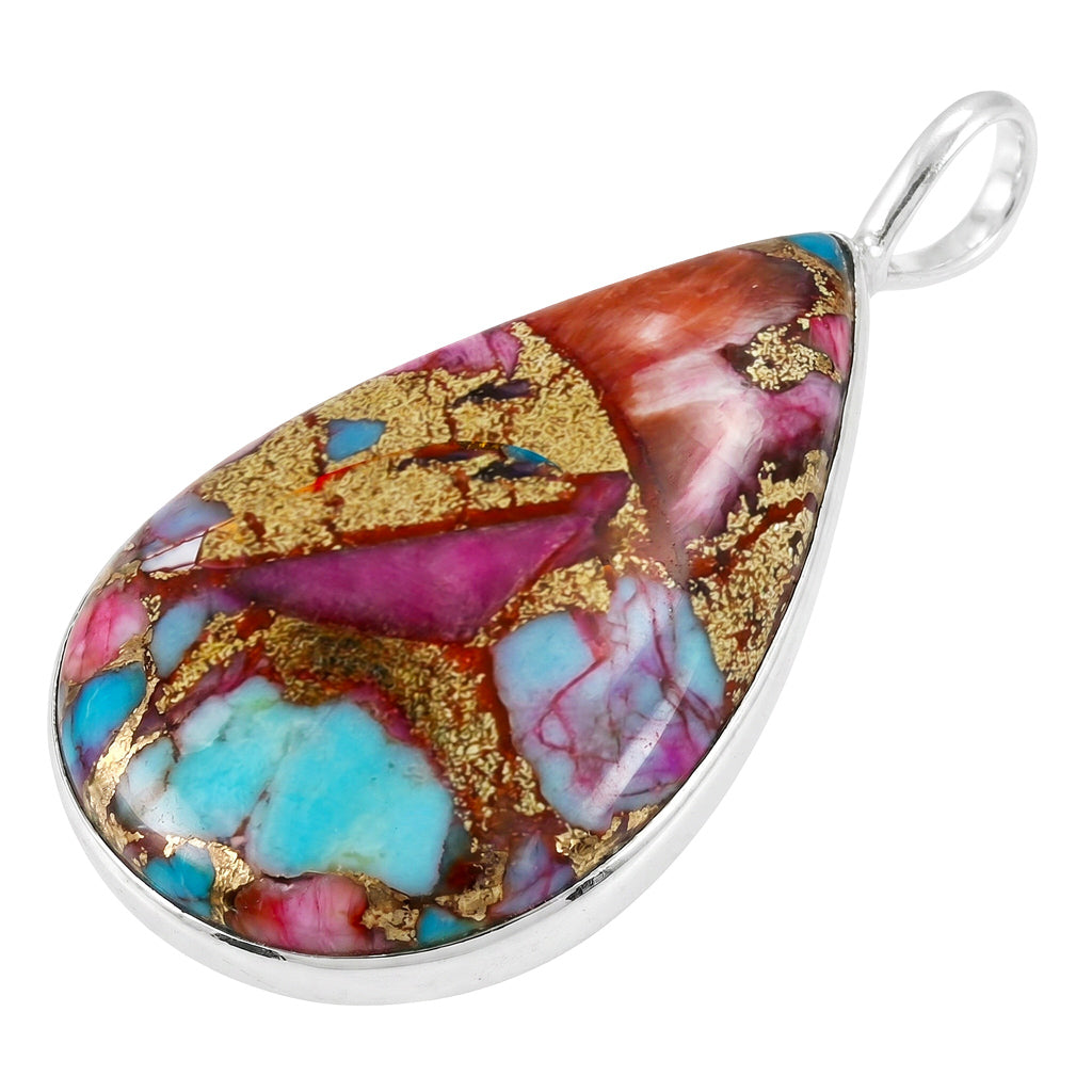 Rainbow Spiny Turquoise Pendant Sterling Silver P3269-C91