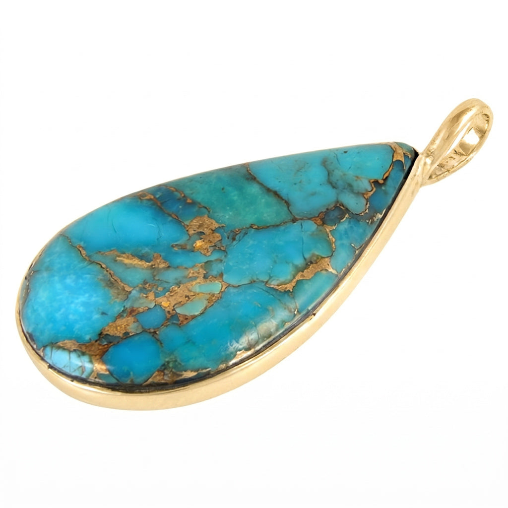 Matrix Turquoise Pendant GoldCopper P3269-GB-C84