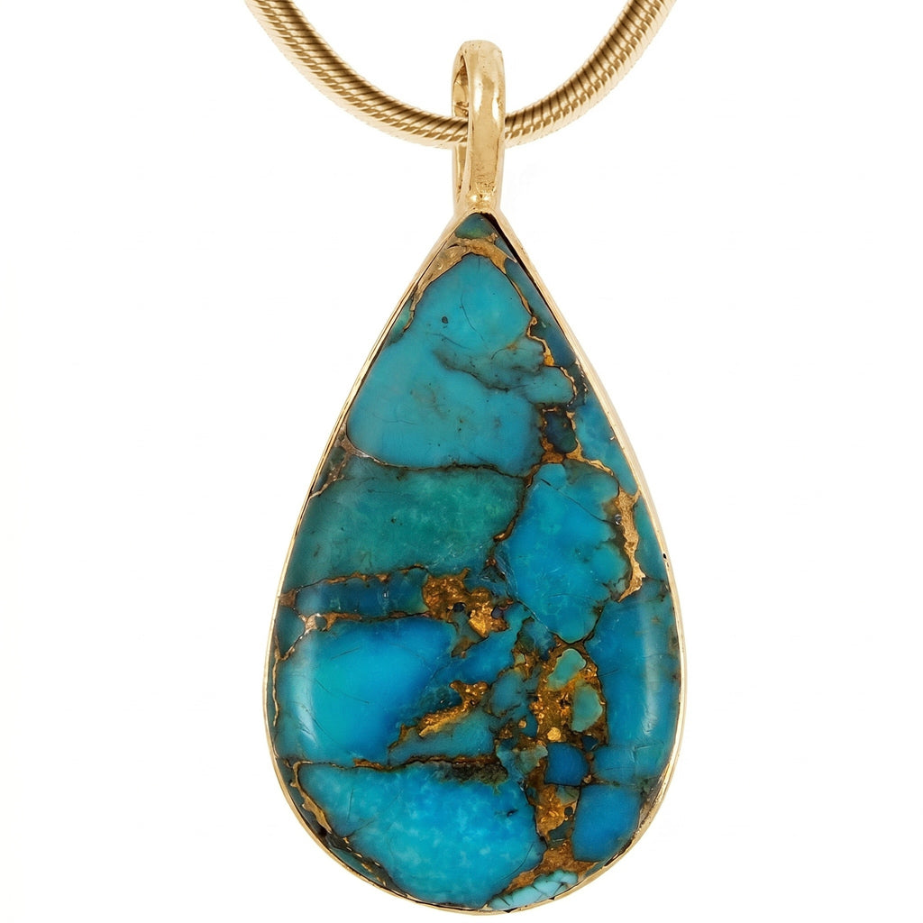 Matrix Turquoise Pendant GoldCopper P3269-GB-C84