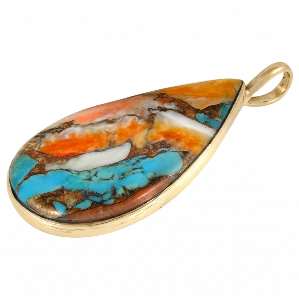Spiny Turquoise Pendant GoldCopper P3269-GB-C89