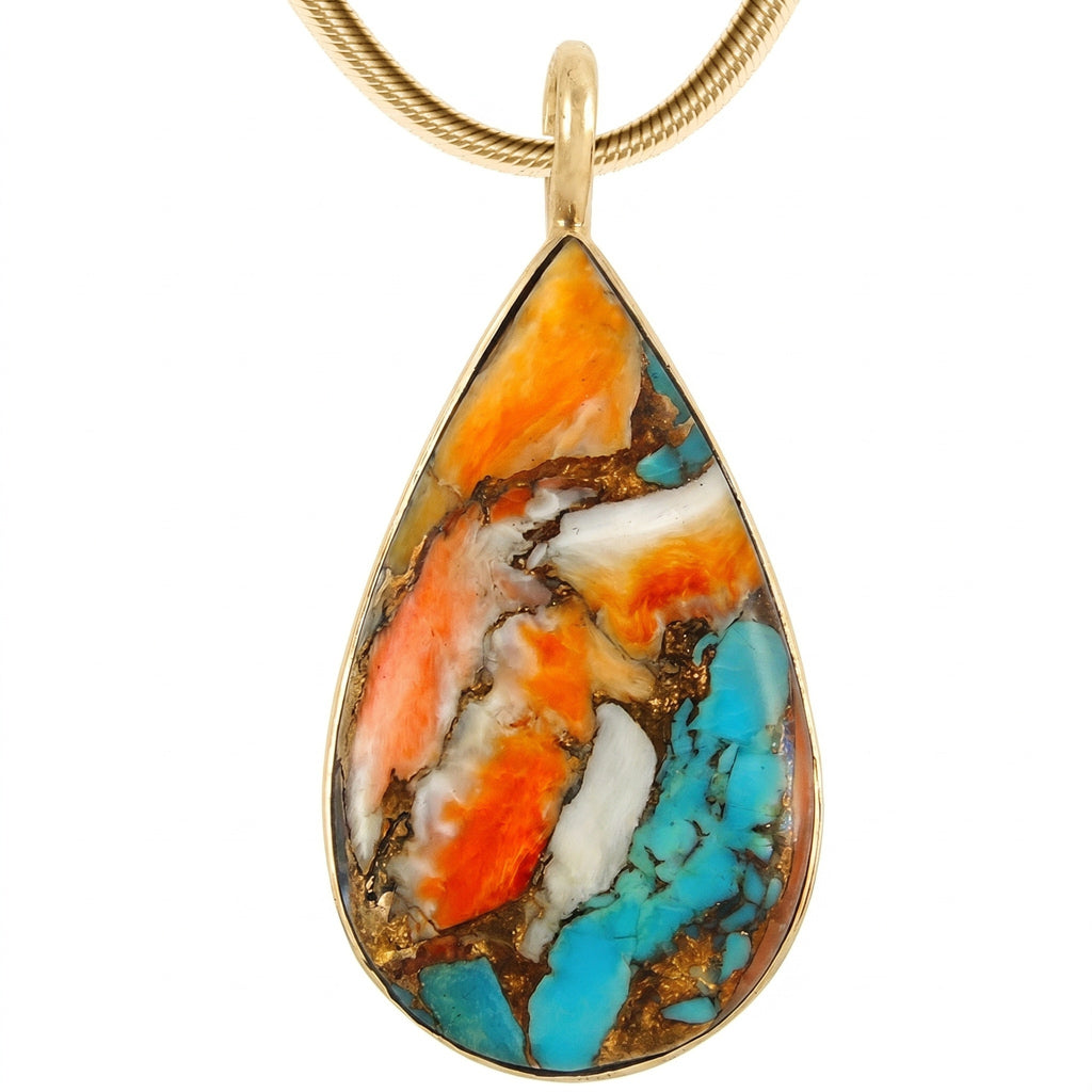 Spiny Turquoise Pendant GoldCopper P3269-GB-C89