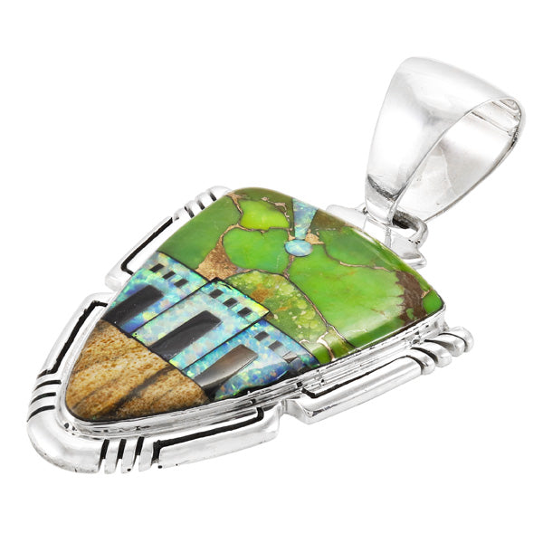 Green Turquoise Pendant Sterling Silver P3272-C06P