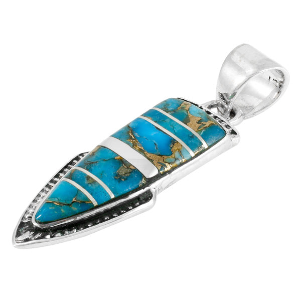 Matrix Turquoise Pendant Sterling Silver P3273-C84