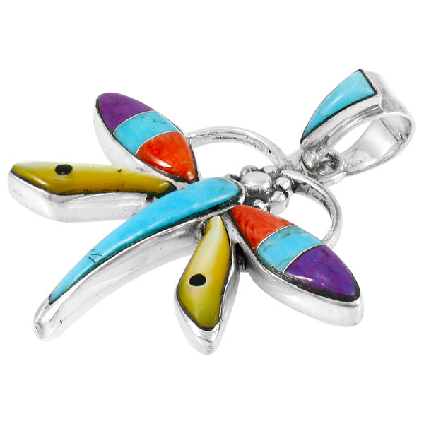 Sterling Silver Dragonfly Pendant Multicolor P3274-C01