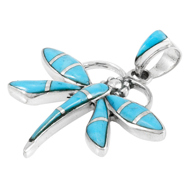 Sterling Silver Dragonfly Pendant Turquoise P3274-C05