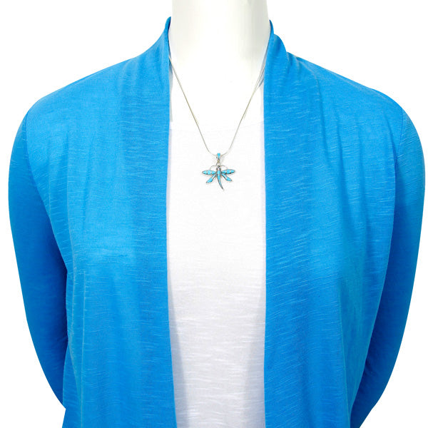 Sterling Silver Dragonfly Pendant Turquoise P3274-C05