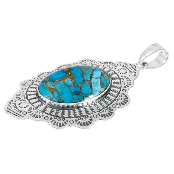 Sterling Silver Dangle Pendant Matrix Turquoise P3279-C84
