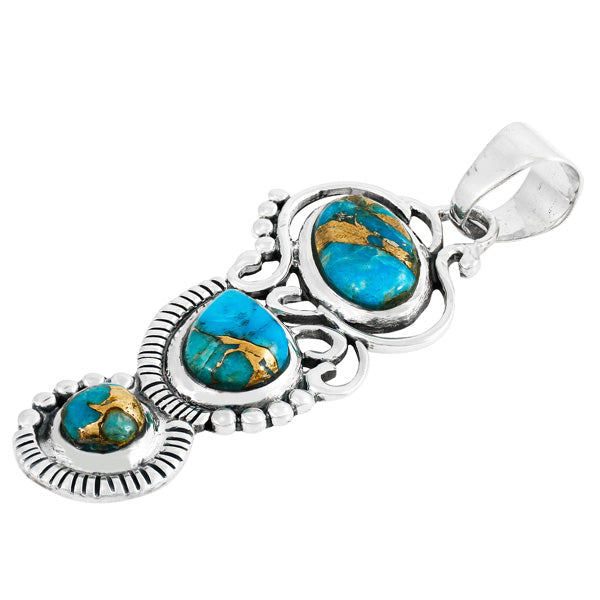 Sterling Silver Pendant Matrix Turquoise P3281-C84