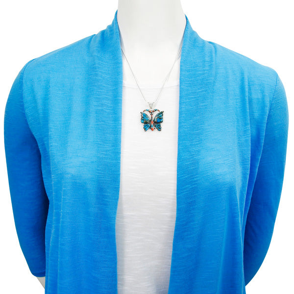 Matrix Turquoise Butterfly Pendant Sterling Silver P3283-C84