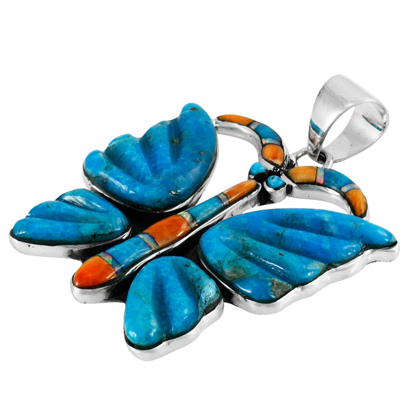 Turquoise Butterfly Pendant Sterling Silver P3283-C75