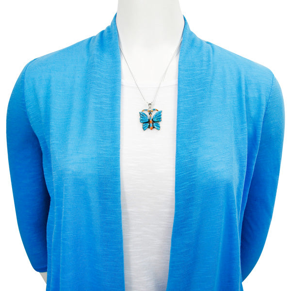 Turquoise Butterfly Pendant Sterling Silver P3283-C75