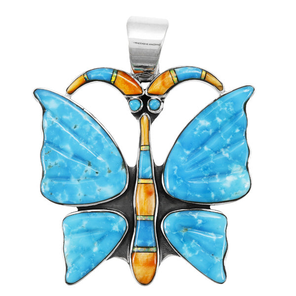 Turquoise Butterfly Pendant Sterling Silver P3283-LG-C75