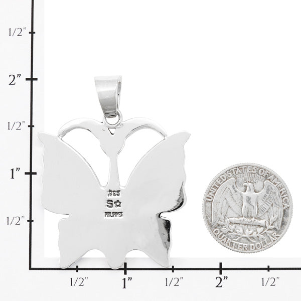 Turquoise Butterfly Pendant Sterling Silver P3283-LG-C75
