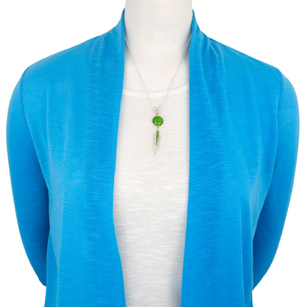 Green Turquoise Feather Pendant Sterling Silver P3286-C76