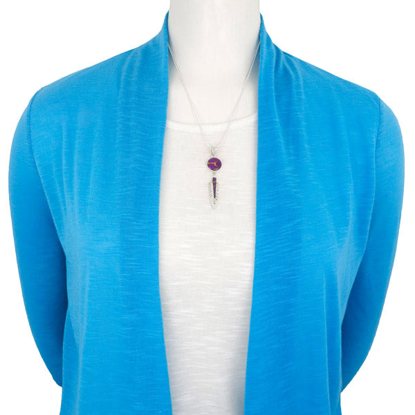 Purple Turquoise Feather Pendant Sterling Silver P3286-C77