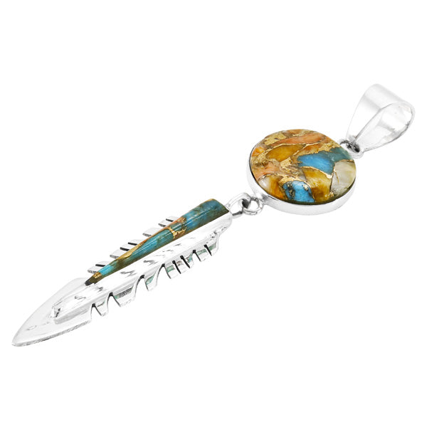 Spiny Turquoise Feather Pendant Sterling Silver P3286-C89
