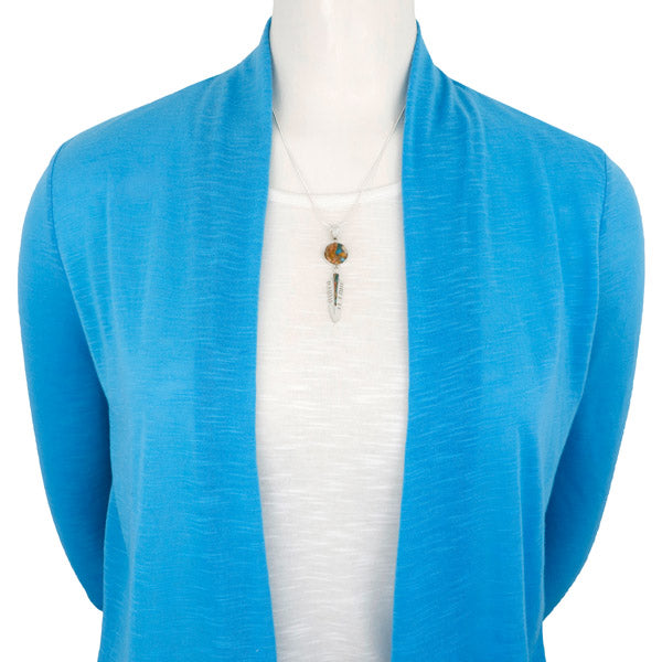 Spiny Turquoise Feather Pendant Sterling Silver P3286-C89