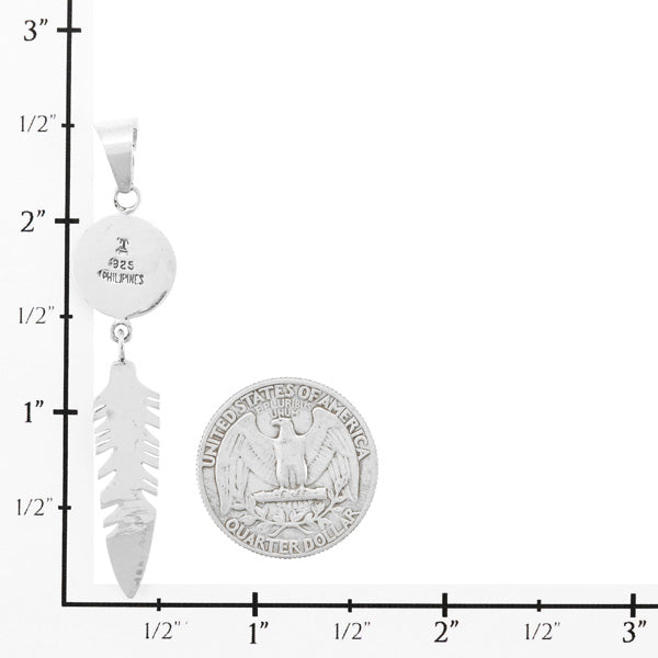 Spiny Turquoise Feather Pendant Sterling Silver P3286-C89