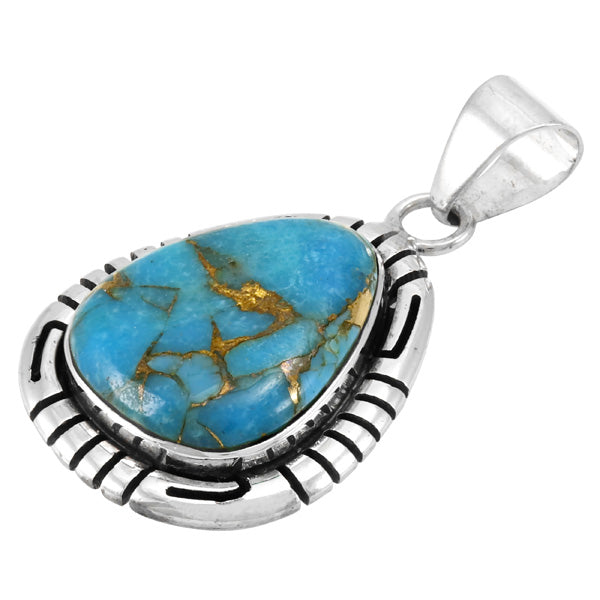 Matrix Turquoise Pendant Sterling Silver P3287-C84