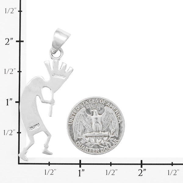 Turquoise 2" Kokopelli Pendant Sterling Silver P3289-LG-C05