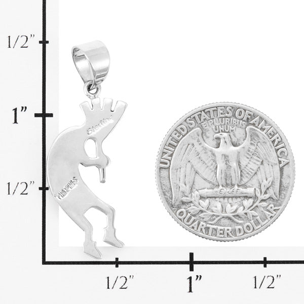 Turquoise 1.5" Kokopelli Pendant Sterling Silver P3289-SM-C05