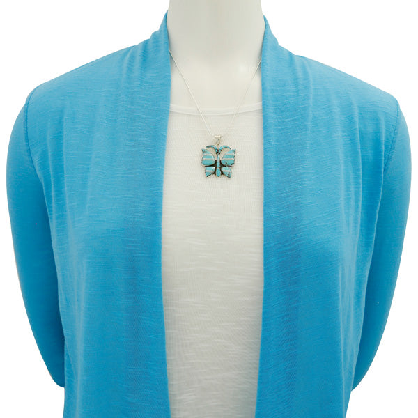 Butterfly Turquoise Pendant Sterling Silver P3290-C05
