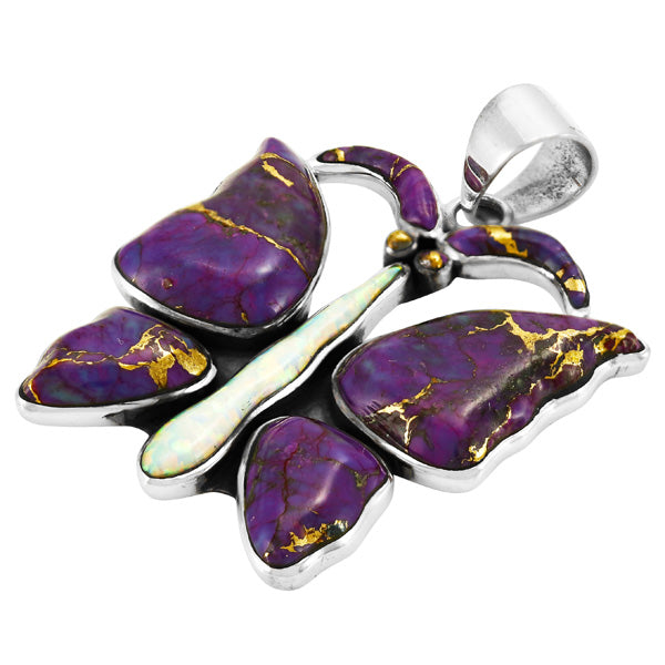 Butterfly Purple Turquoise Pendant Sterling Silver P3290-C77